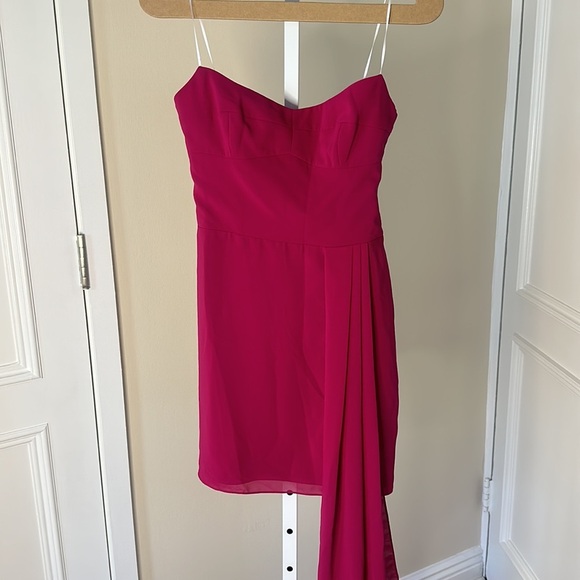 Amanda Uprichard Fuschia Mini Dress with Draping size Small - Picture 8 of 8